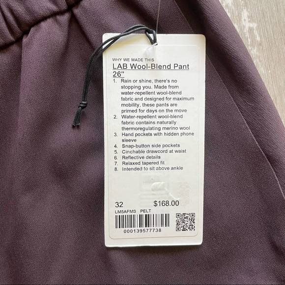 Lululemon LAB Wool-Blend Pant 26” - Pelt - Waist 32 - Picture 4 of 10